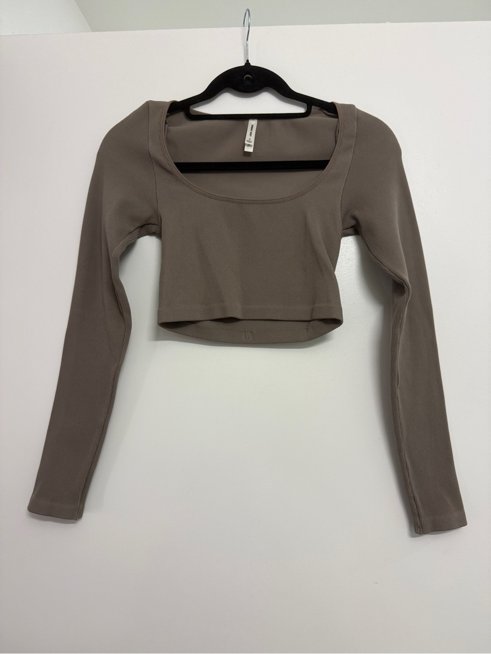 Aritzia Sunday Best Women’s Long Sleeve Scoop Neck Cropped Top - Taupe